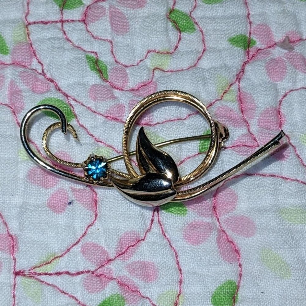 Vintage Brooch with Teal Stone